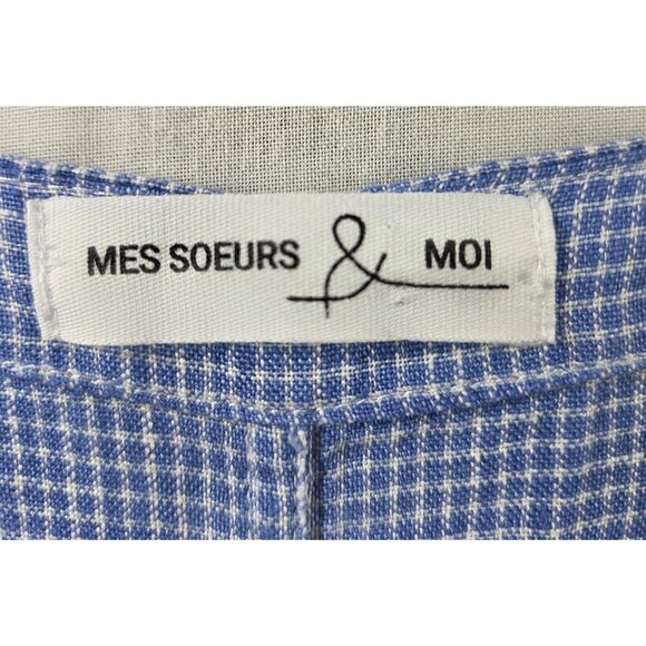 Mes Soeurs Et Moi Dress Womens Small Blue Linen Sleeveless V Neck A Line Midi - Picture 2 of 9